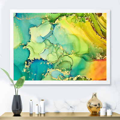" Green And Yellow Luxury Abstract Fluid Art "