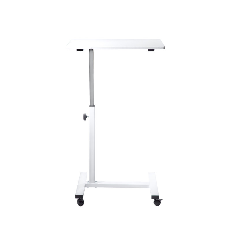 White Adjustable Height Rolling Laptop Desk with Wheels
