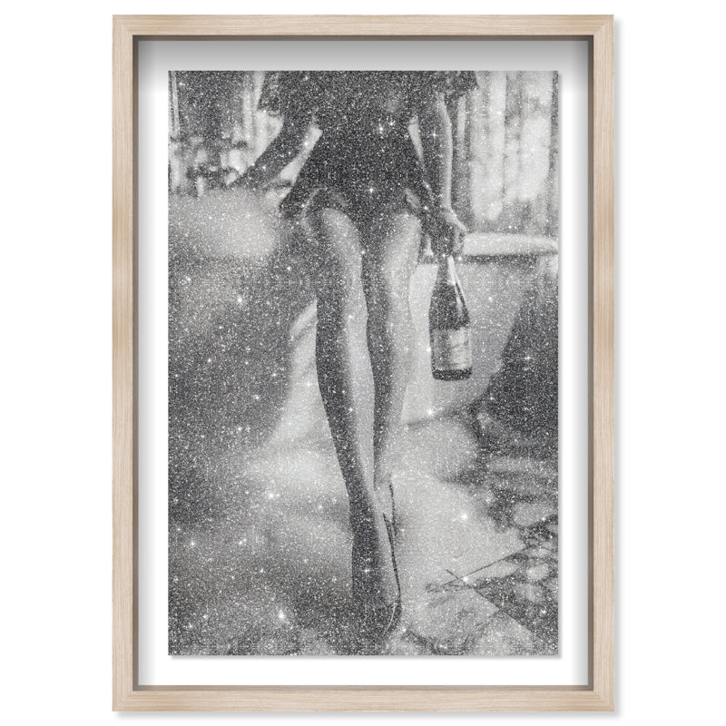 Bubbly Midnight Shadowbox Fashion Print by Oliver Gal, Black Frame, 10 x 15, 11.5"H x 16.5"W, Natural Oak Shadowbox