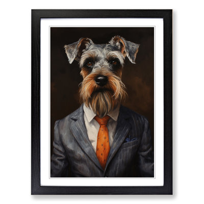Schnauzer In A Suit No.5 - Single Picture Frame Print on Wood
