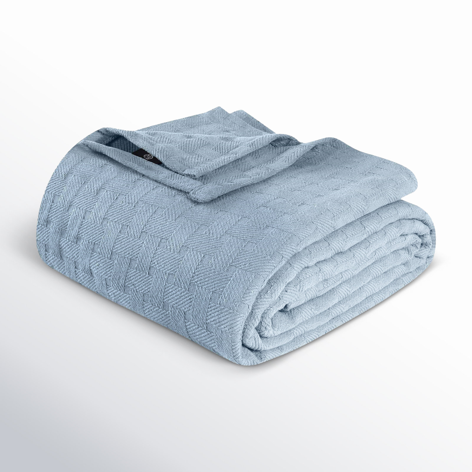 Bertie Cotton Throw Blanket, Full/Queen, Light Blue