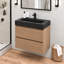 Meuble-lavabo suspendu moderne en noyer de 24 pouces avec lavabo intégré noir et 2 tiroirs de rangement, fixé au mur et entièrement assemblé-1268244651-1268244652