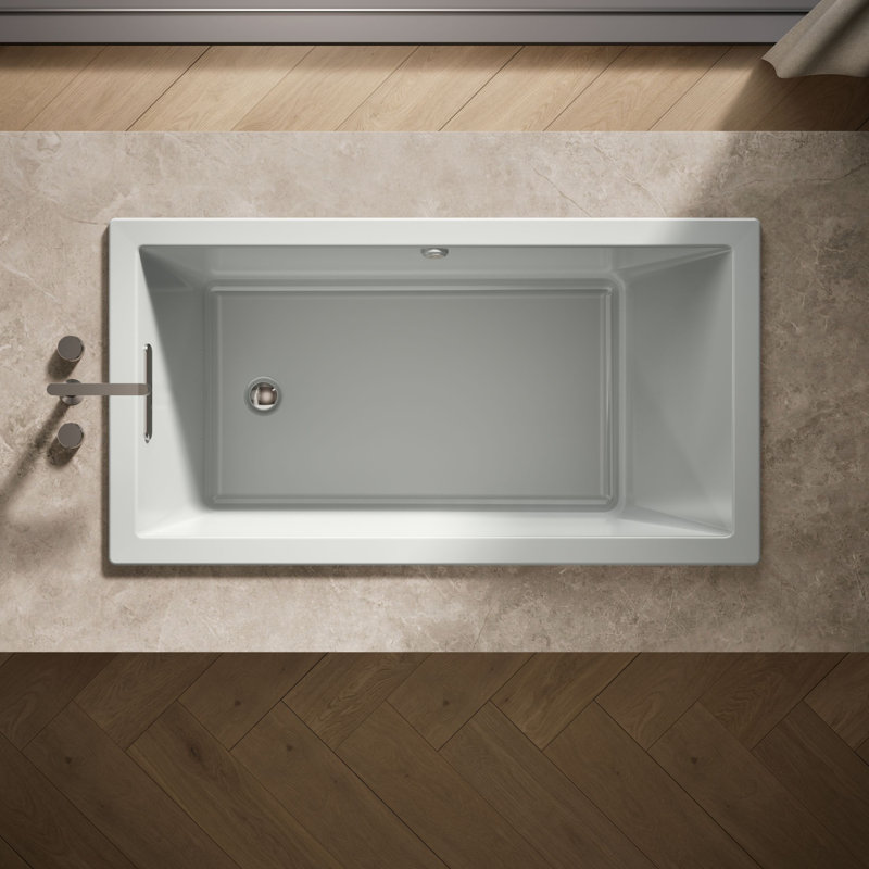 Underscore 60" x 32" Drop In Whirlpool with Heater, Ice Grey