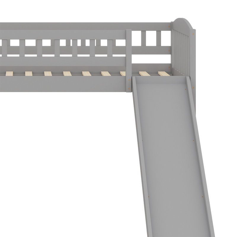 Lit mezzanine avec escalier et glissade, Gris
