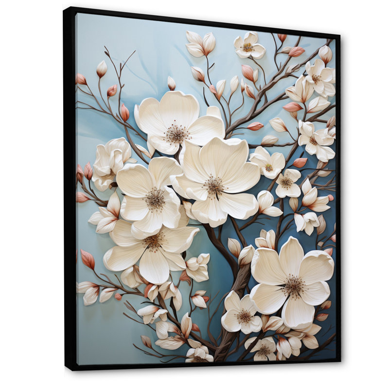 Dogwood Field Pointillism Collage V - impression, H 32 po x l 24 po x P 1 po, Cadre flottant noir