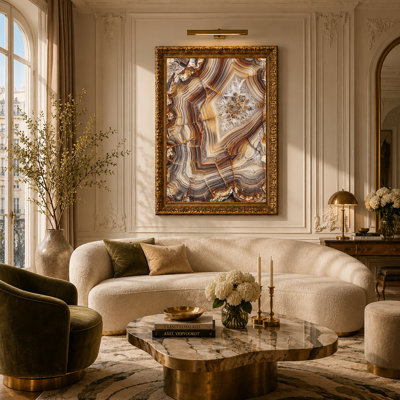 «Brown and Cream Agate Slice Cross Section Striations», art mural