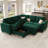 Modular Velvet Pull Out Bed With Storage Ottoman For Living Room Bedroom Apartment-848953532