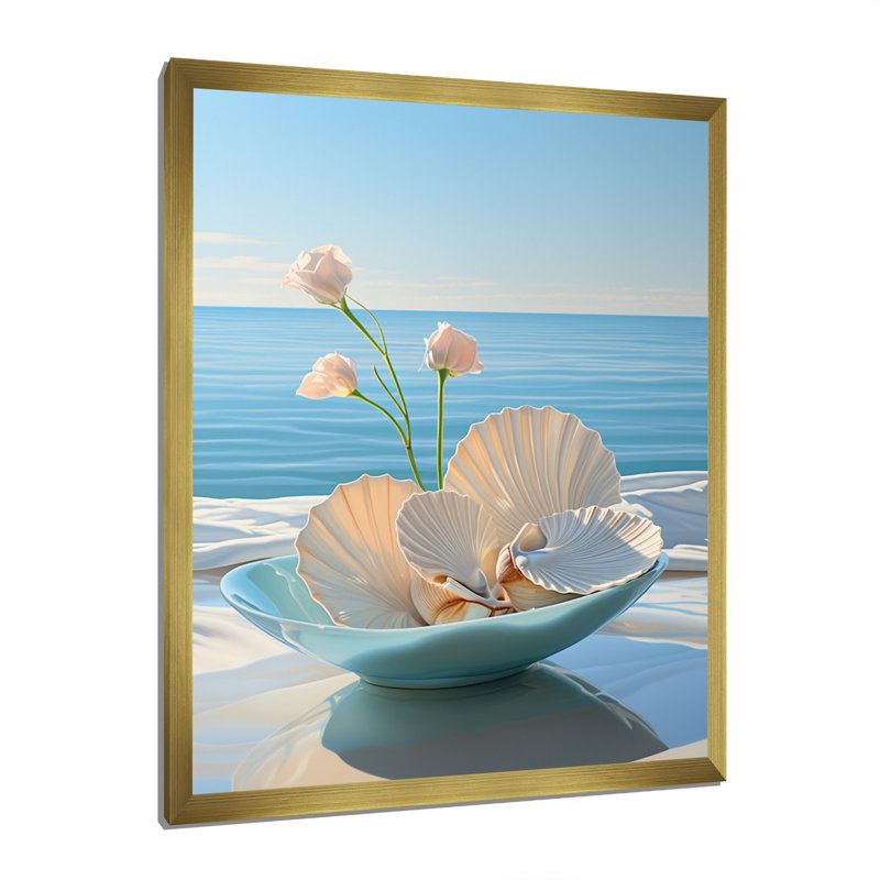 «Rolen Minimalist Gems Sheels II», reproduction sur toile, H 44 po x l 34 po x P 1,5 po, Encadrement doré