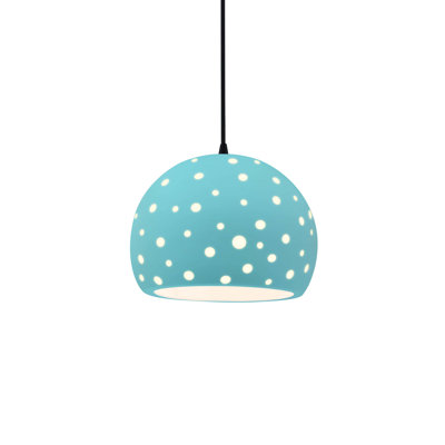 Perforated Globe 1-Light Pendant - Reflecting Pool - Matte Black - 7"W x 6"H - Dedicated LED - Black Cord