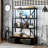 3-Shelf Metal Bookcase With Drawers, Open Bookcase, Vintage Industrial Style Bookcase With LED-917192246