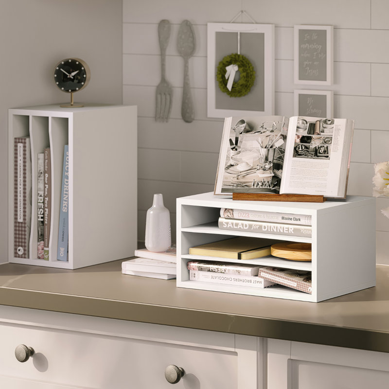 Reagan 3 Tier Paper and File Organizer with Removable Shelves, White