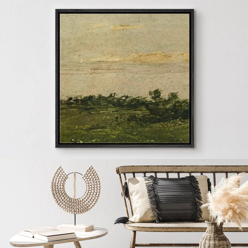 Rural Landscape " Panoramic Earth ", 16" H x 16" W, Black  Canvas