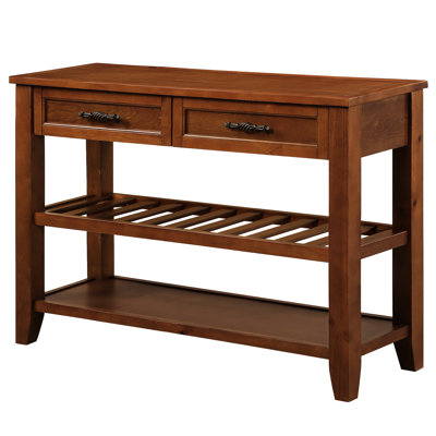 2 Storage Drawers And Tier Shelves Console Table, Mid-Century Style Solid Wood Buffet Sideboard For Living Room, Kitchen, Dining Entryway, Hallway, Brown With Design, Shelves, Table Dining,