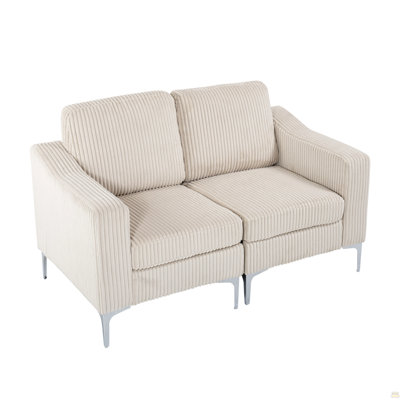 Modular Sectional Two-Seater Sofa  , Corduroy Sectional Couch,Beige