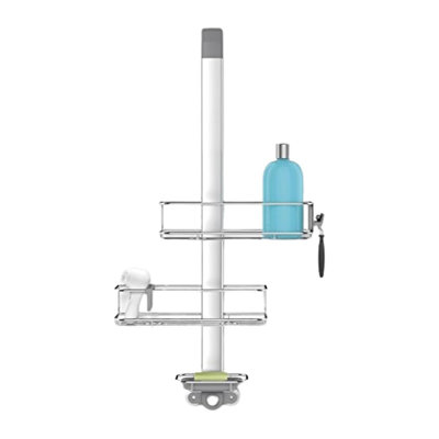 Over-Door Shower Caddy With Adjustable Shelves, Rust-Proof Stainless Steel And Anodized Aluminum, Quick-Dry Soap Dish, And Storage Hooks For Modern Bathroom Accessories