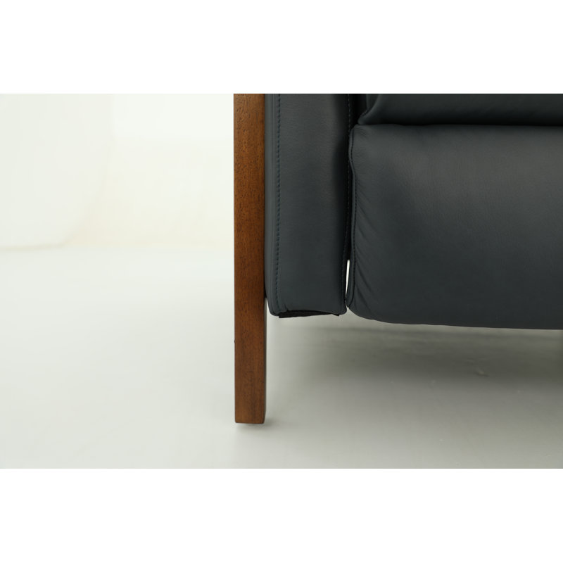 Billie 32" Wide Genuine Leather Manual Standard Recliner, Blue Genuine Leather