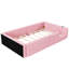 Upholstered Twin Pink Bed With Guardrail And Charging Function - Frame, Comfortable For Bedtime Relaxation Platform Type C Soft Support, Long Lasting Quality