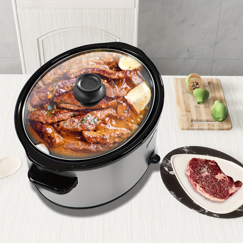 Pot à cuisson manuel ovale en acier inoxydable 6 pte HomeCookin, 6 pte, Argent inoxydable