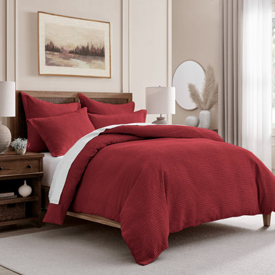 Cloud Waffle Red Twin Comforter Set