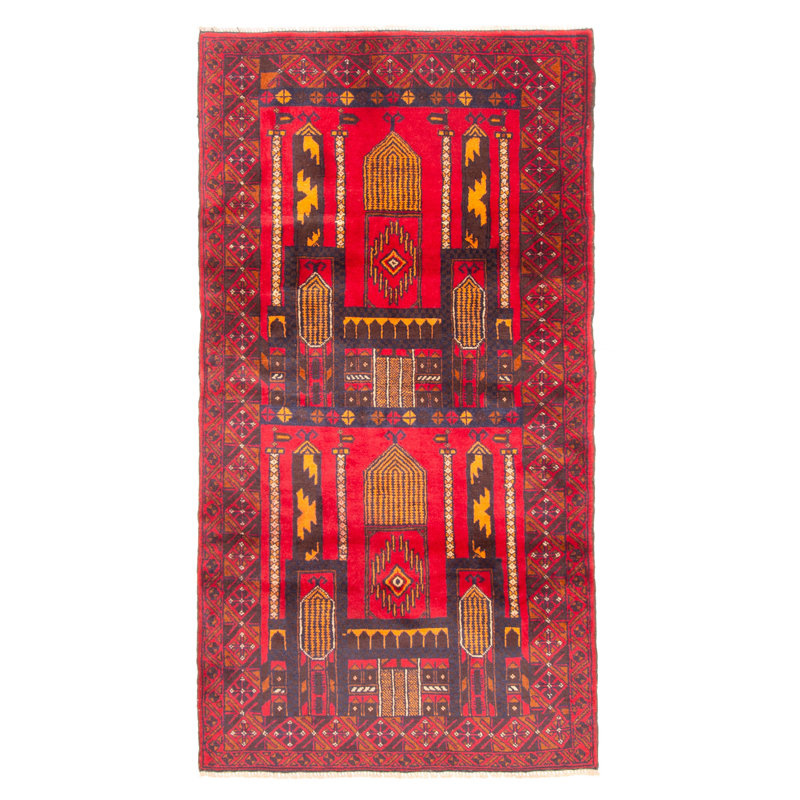 Tapis rouge Teimani 3 pi 4 po x 6 pi 4 po