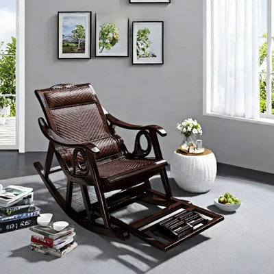 Natural rattan solid wood leisure rocking chair