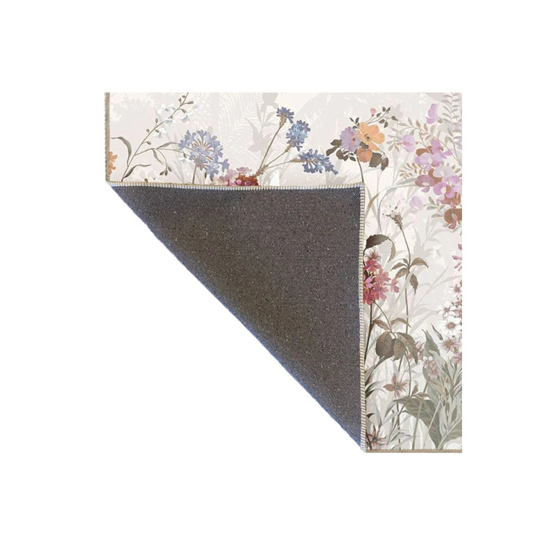 Beige Tone Spring Themed Birds And Flowers Patterned Creative Modern Decorative Carpet, Runner 3'4" x 9'11"