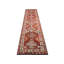 Tapis de couloir unique en laine noué à la main des années 1960 de 2 pi 7 po x 12 pi 11 po en rouge / orange / ivoire / vert