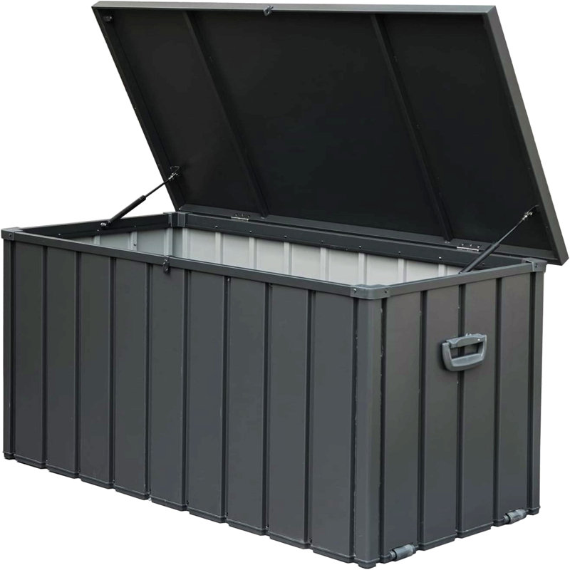 160 Gallon Outdoor Storage Deck Box Waterproof, Large Patio Storage Bin For Outside Cushions, Throw Pillows, Garden Tools, Lockable (Dark Gray)