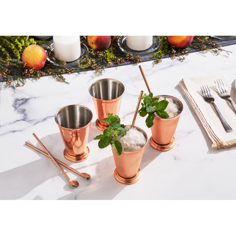 Ensemble de 12 tasses de menthe en verre en acier inoxydable Kentucky Derby Mint Julep Cups pour cocktails et boissons froides