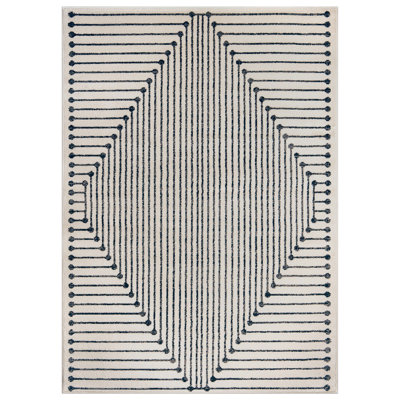 Modern Cream And Black Geometric Area Rug
