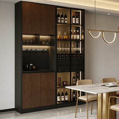 Italian Minimalist Style Luxury Series Sideboard + Wine Cabinet Combination With Built-in Led Light Strip