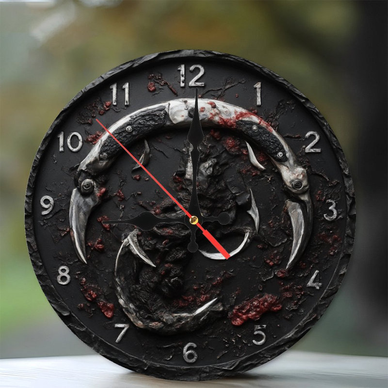 Horloge à chiffres avec griffes sanglantes