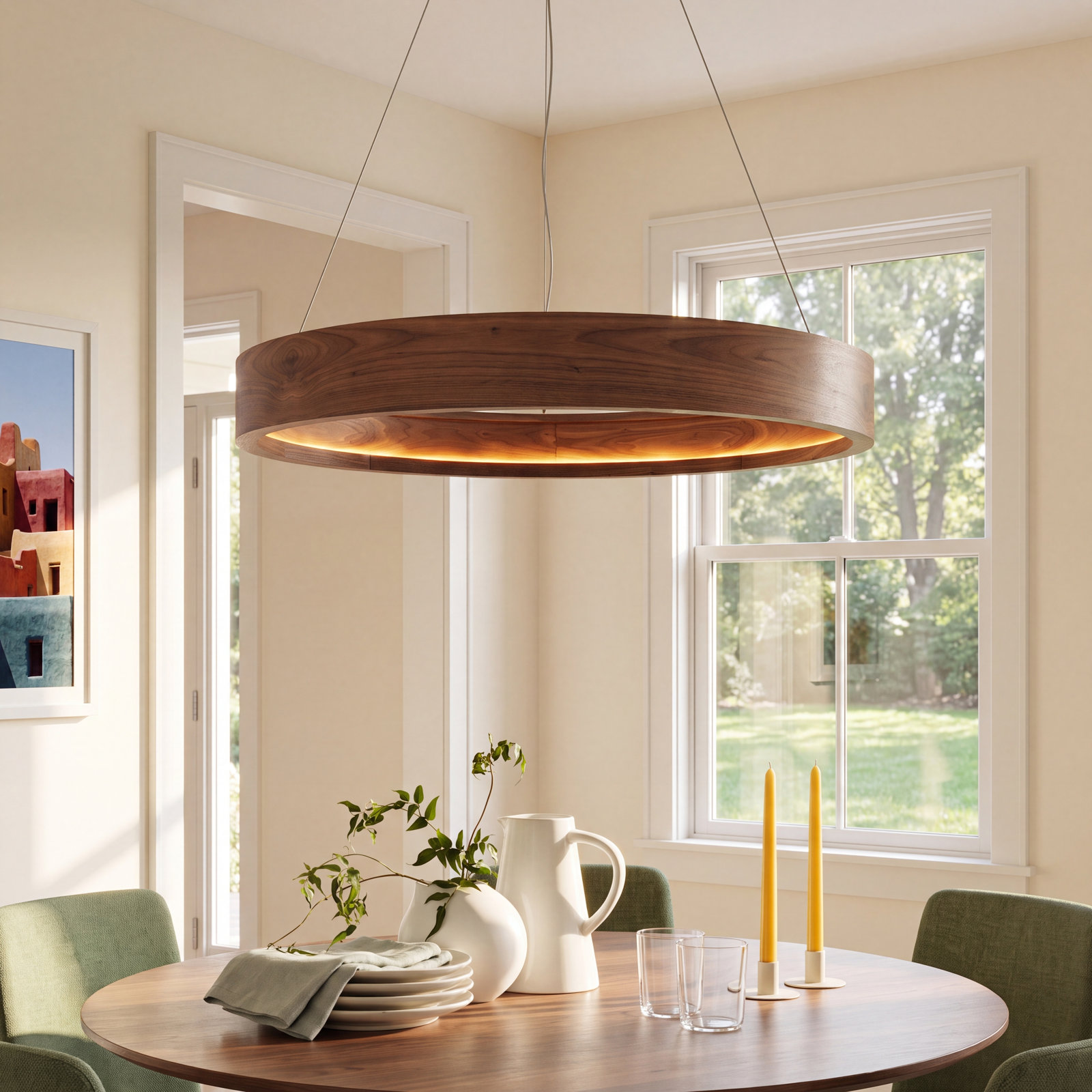 Lottie Single - Light Chandelier, 25" H x 48.5" W x 48.5" D, Dark Walnut