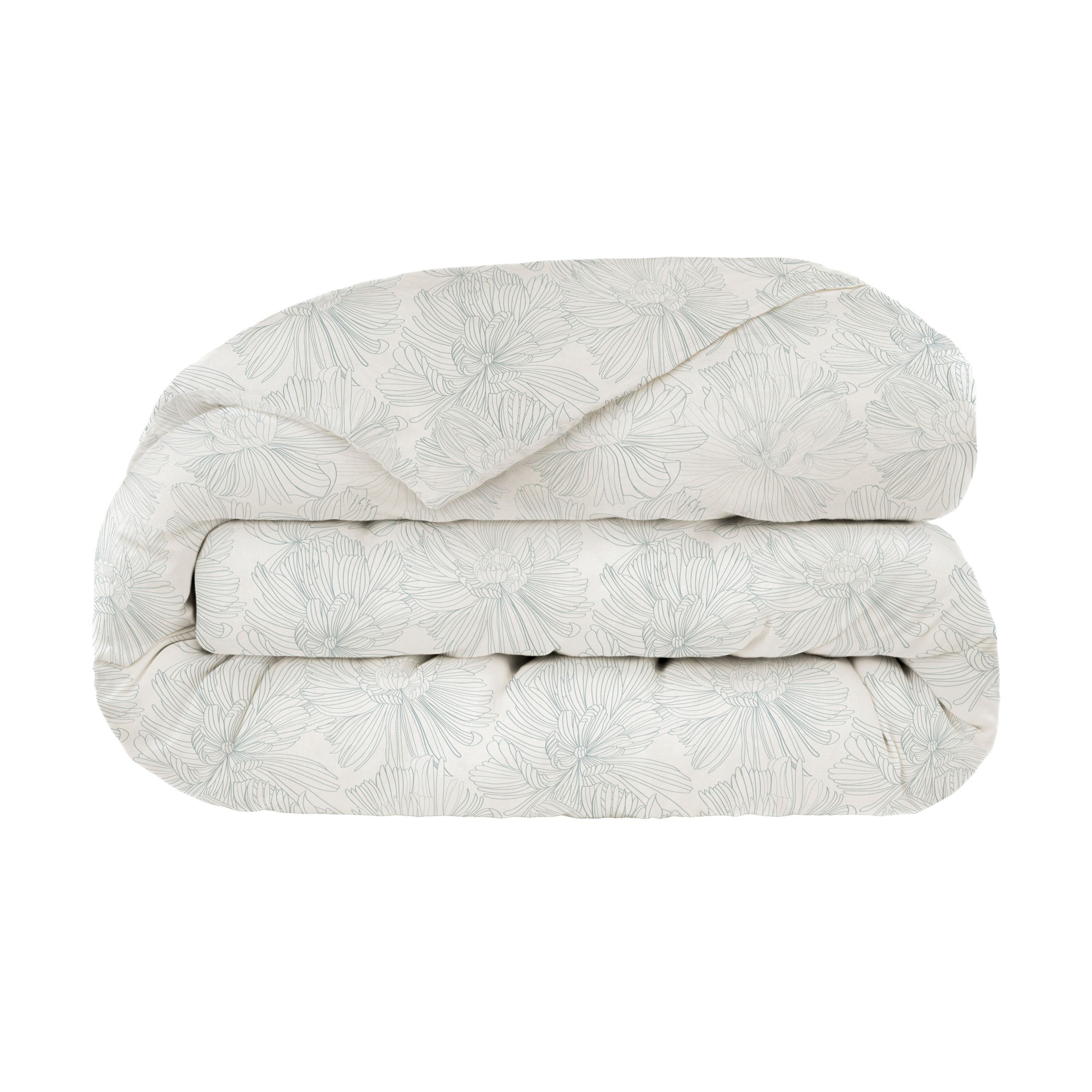 100% French Linen Duvet Cover, Queen Duvet Cover, Cream/Wave Floral