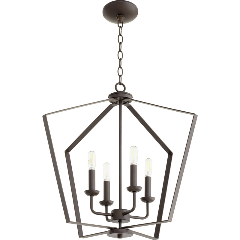 Tetrault 4 - Light Dimmable Lantern Chandelier, Oiled Bronze