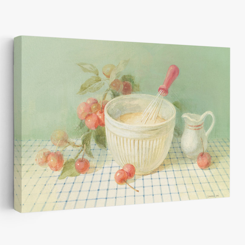 Cuisine rétro et rétro avec des cerises, H 60 po x l 40 po