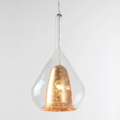 1-Light Antique Brass Mini Pendant, Contemporary Double-Layer Glass Suspended Lighting for Dining Room & Kitchen