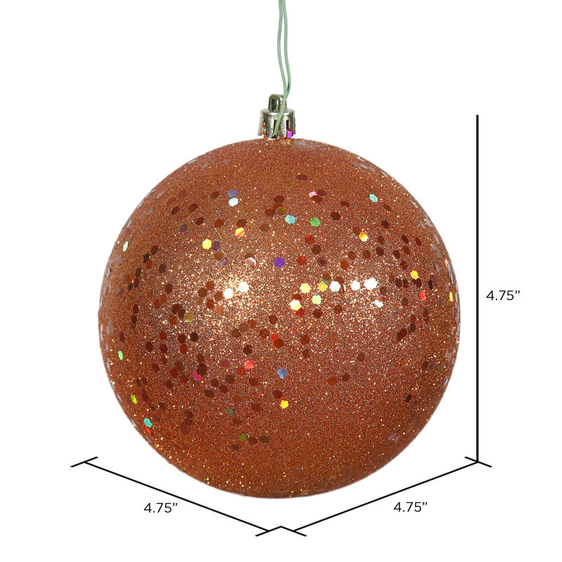 Décoration de boule décorative des Fêtes, H 4,75 po x l 4,75 po x P 4,75 po, Paillette orange brunie
