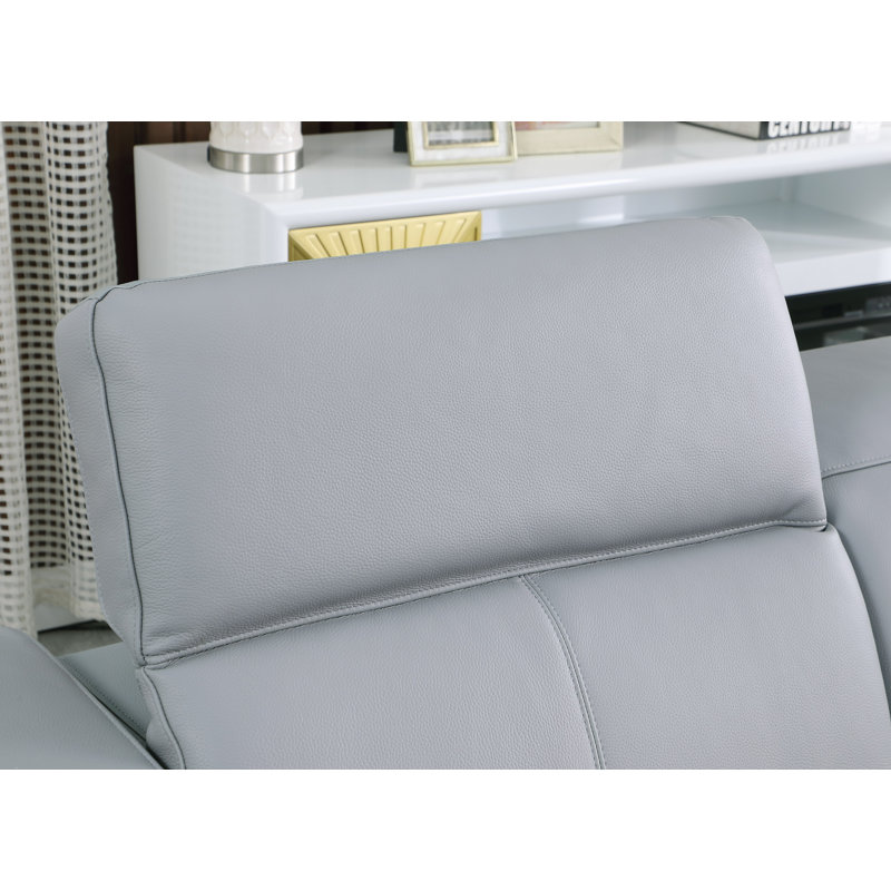 Marco Collection L.T Grey Sectional Genuine Leather Reclining , Light Blue Genuine Leather