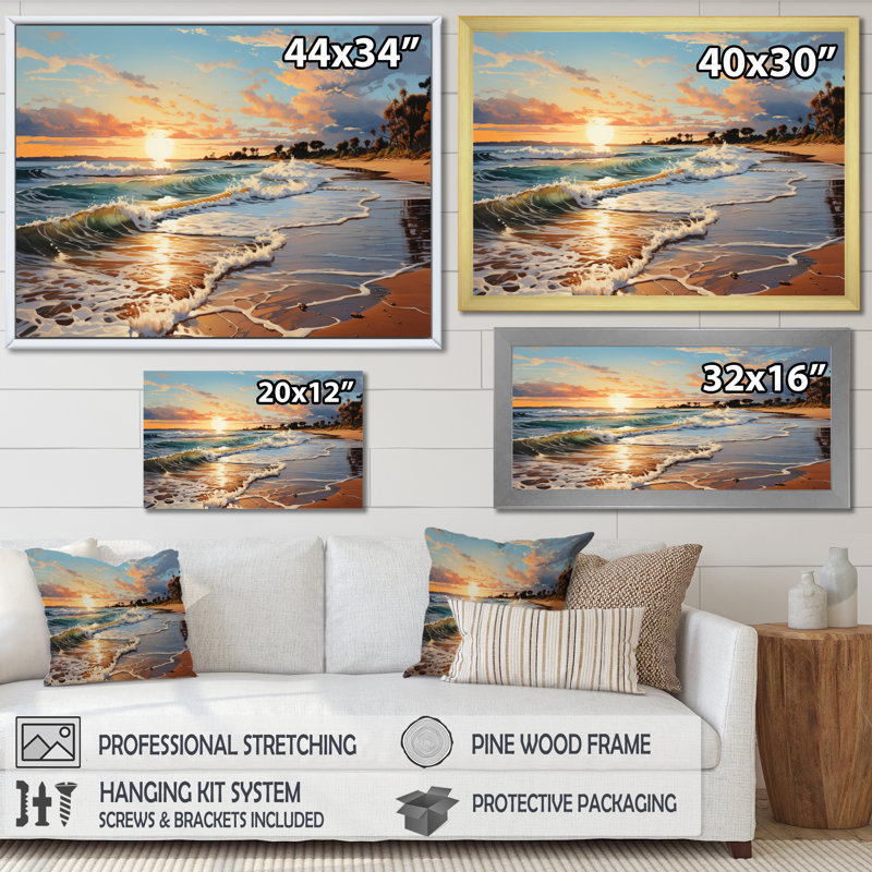Alikai Beach Sandy Serenade I - impression, H 24 po x l 32 po x P 1 po, Cadre naturel flottant