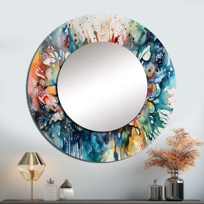 Ohaus captivant Boho Dance I - miroir décoratif abstrait, miroir mural rond moderne, impression d'art en métal