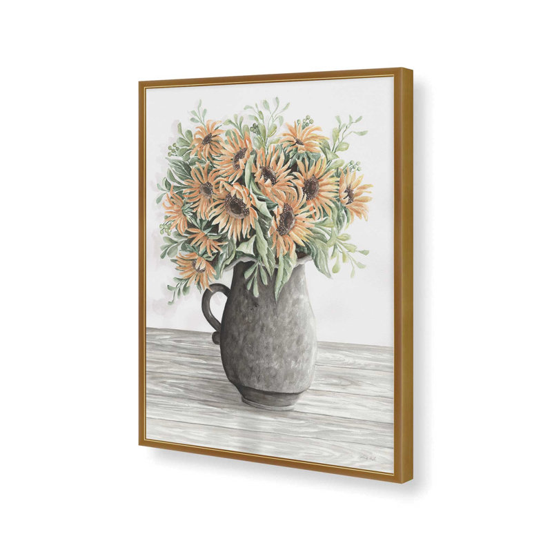 «Fall Floral Bouquet II» par Cindy Jacobs, reproduction d'art, L 30 x H 40, Impression encadrée, Doré