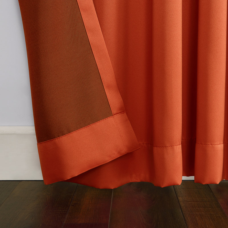 Tangerine Room Darkening Grommet Top Polyester Drapes