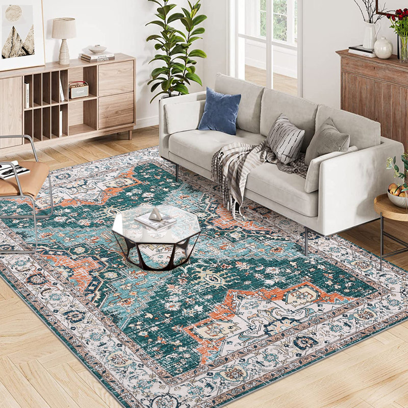 Frethi Washable Indoor Rug, Rectangle 3' x 5'