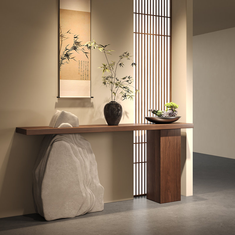 Console simple de style Wabi-sabi, H 31,5 po x l 70,9 po x P 11,8 po