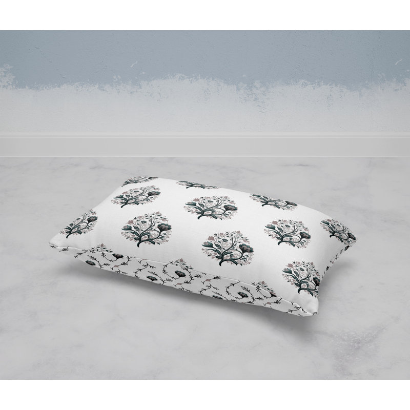 Springtime Bliss  Rectangular Throw Pillow, White/Green