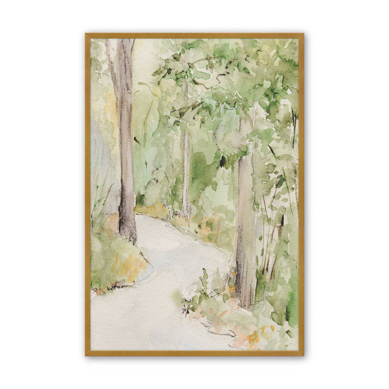 «Sunlit Country Path I» par Victoria Barnes, reproduction d'art, H 16 po x l 12 po, Doré