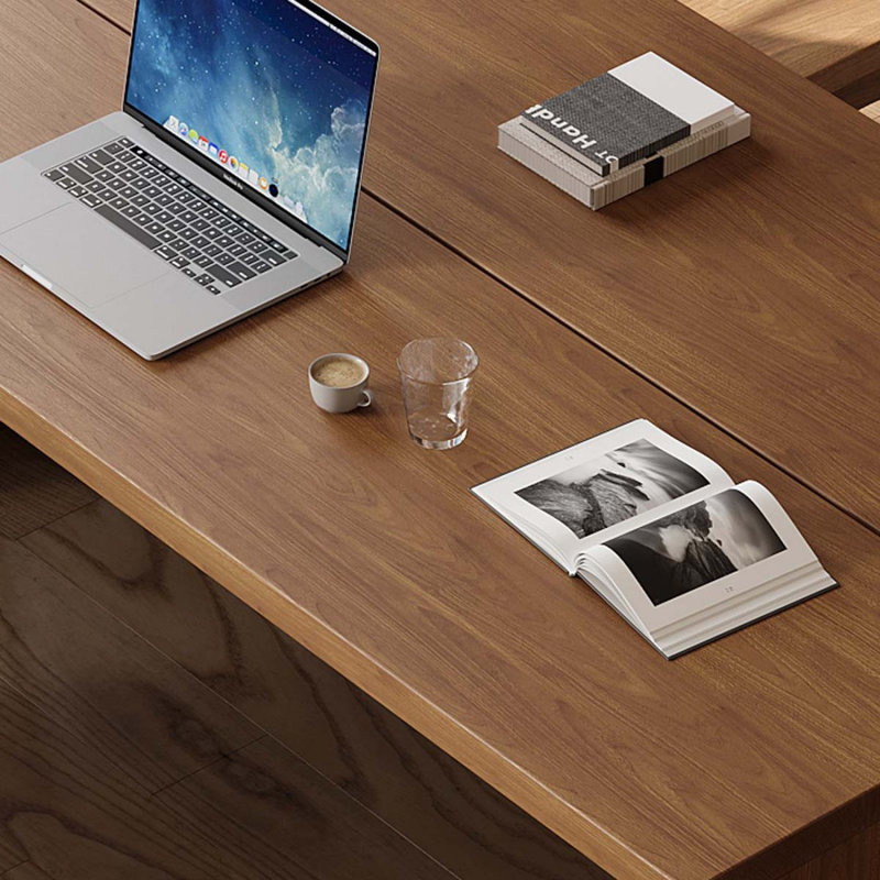Table de salle à manger rectangulaire en bois massif brun noisette, H 29,53 po x L 70,87 po x l 31,5 po