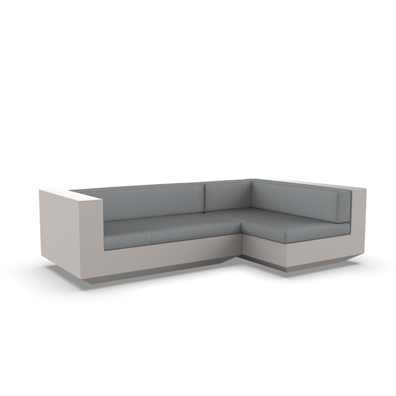 Vela 102.25" Wide Outdoor Reversible Patio Sectional with Cushions, Right Hand Facing, White, White