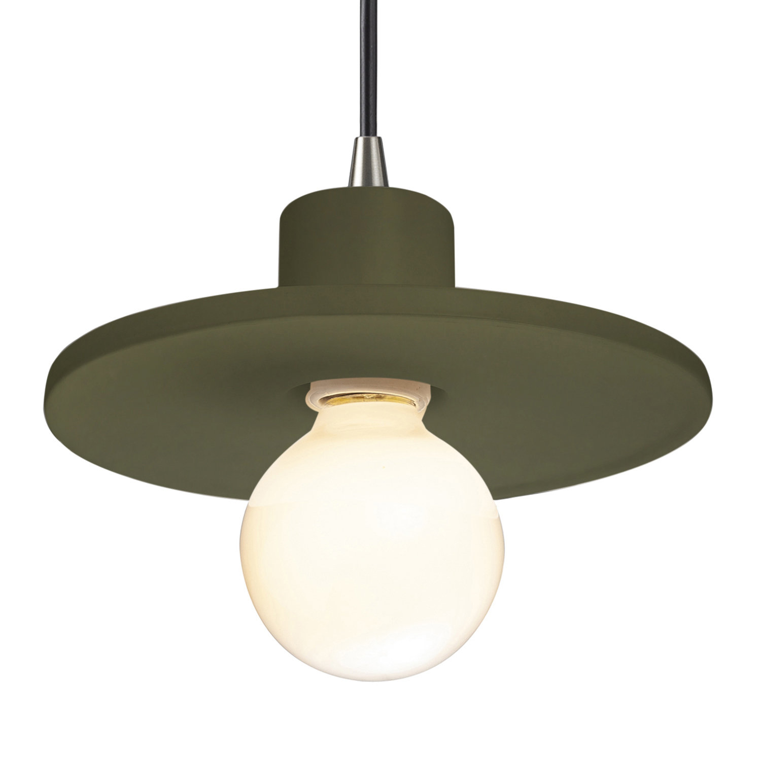 Marlena Dimmable Single Light Pendant, Matte Green, Brushed Nickel
